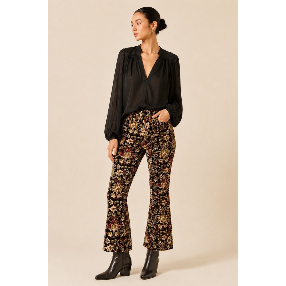 Pilcro The Icon Floral Corduroy Flare Jeans Boho 70s Retro Sz 27 Earthy Western
